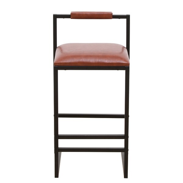 Set of 2 Modern Counter Height Bar Stools， PU Leather Upholstered Barstools for Pub， Armless Dining Chairs