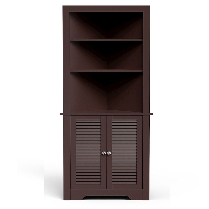 Free Standing Tall Bathroom Corner Storage Cabinet with 3 Shelves