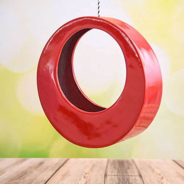 15 inch (38 cm) SML-014 Moon Fiberglass Planter (Red)