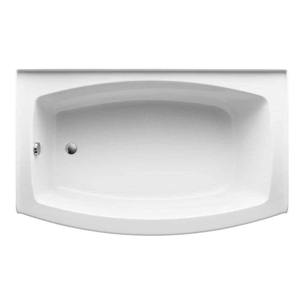 KOHLER Expanse 60 in. x 32 in. Soaking Bathtub with Left-Hand Drain in White K-1100-LA-0