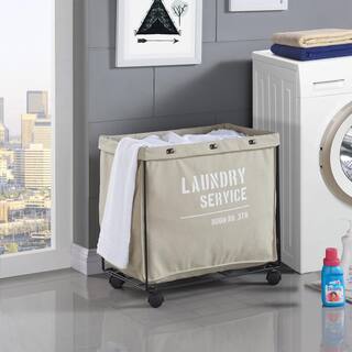 DANYA B Army Canvas Laundry Hamper on Wheels LY207