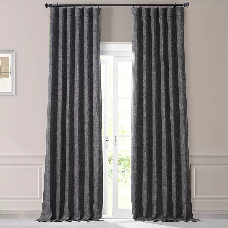 EFF Monochromatic Faux Linen Room Darkening 2-pack Window Curtain Set