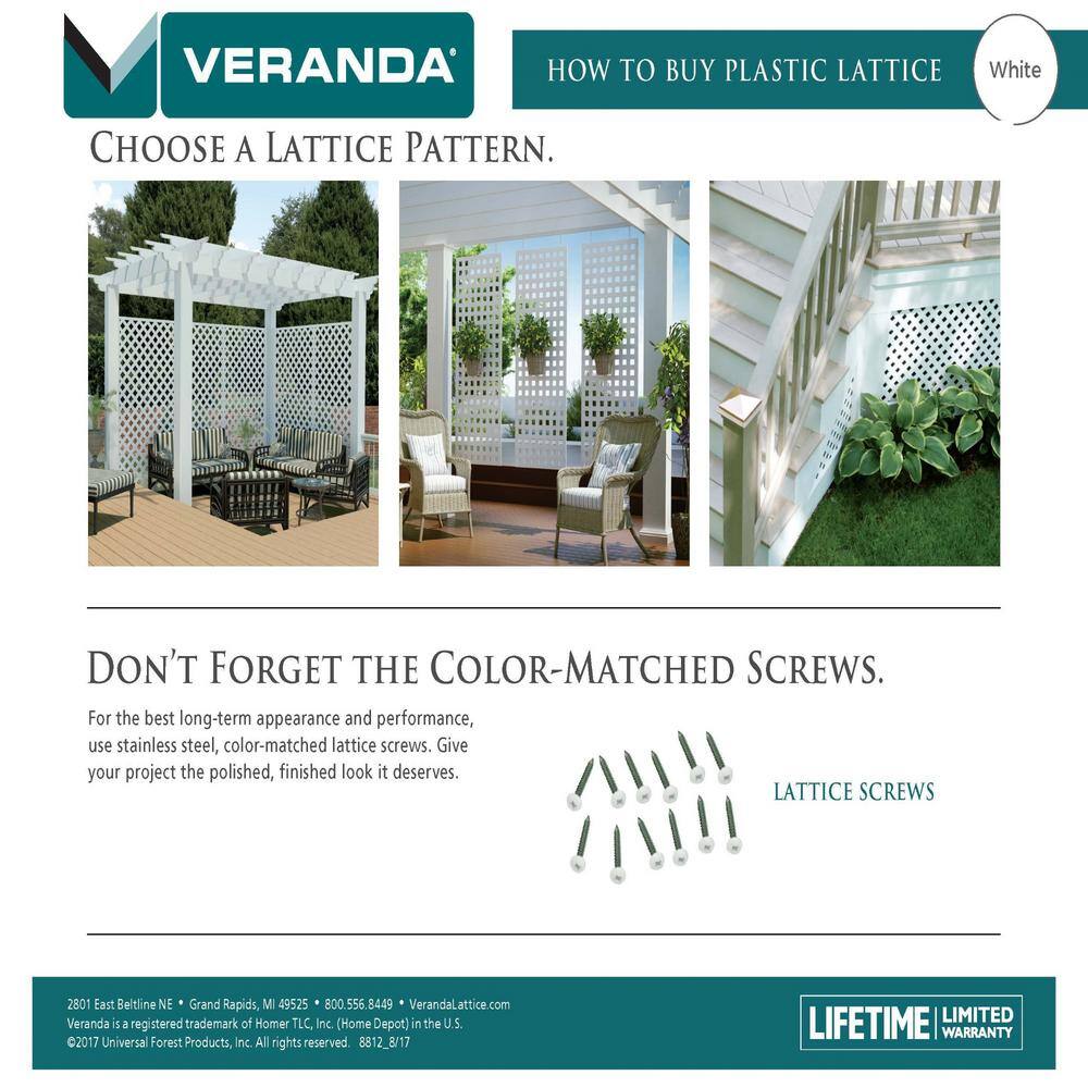 Veranda 0.75 in. x 96 in. White Vinyl Lattice Cap 70703