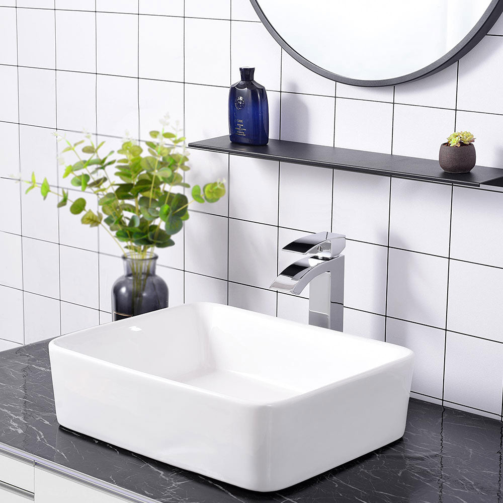 Aquaterior Bathroom Vessel Faucet Square Cold & Hot 11