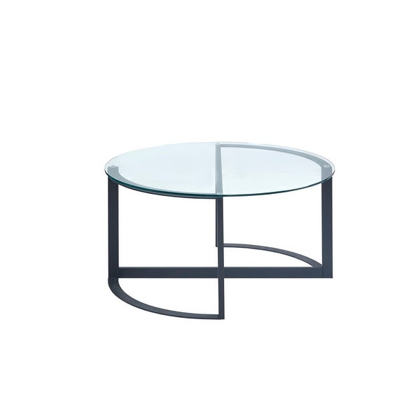 INK+IVY Evan Black Round Glass Coffee Table