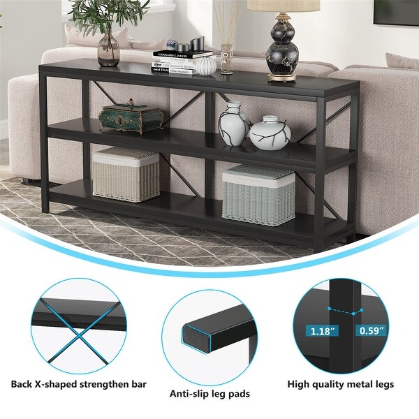 Sofa Table， 3 Tiers Console Table TV Stand with Storage Shelves