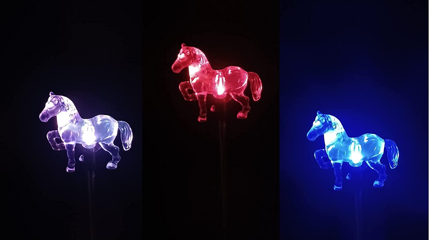 3 PCS Solar Color Changing Horse Style Garden Stake Light