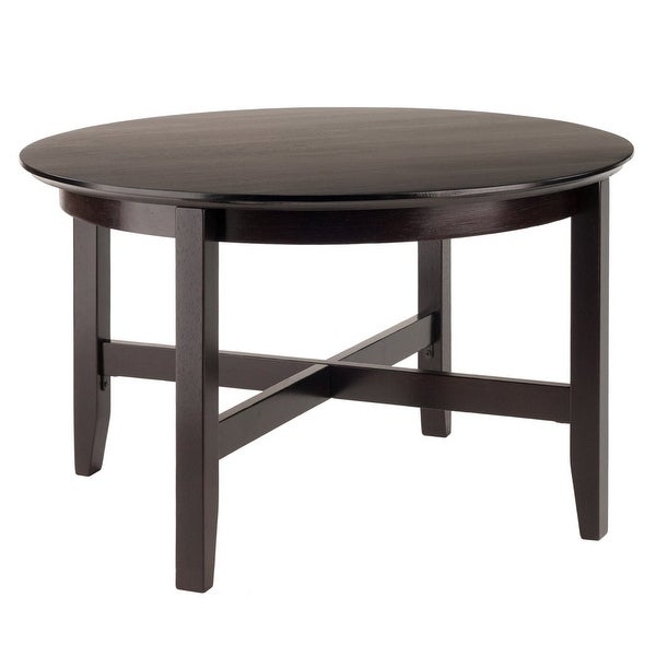 Wood Toby Round Coffee Table， Espresso Finish