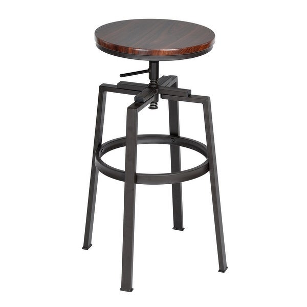 Homy Casa Swivel Walnut Adjustable Height Bar Stool (Set of 4)