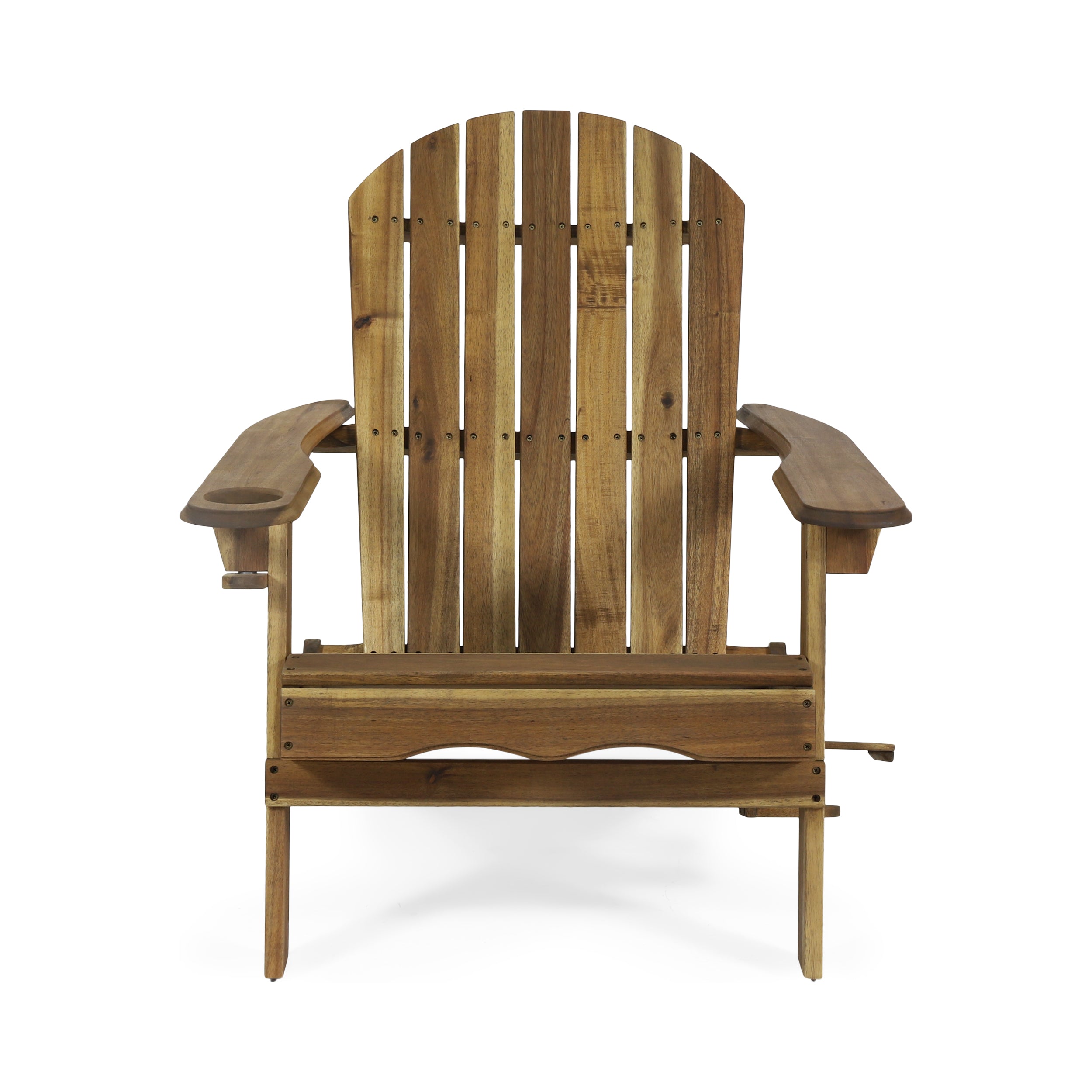 Kandyce Outdoor Acacia Wood Folding Adirondack Chair With Cup Holder