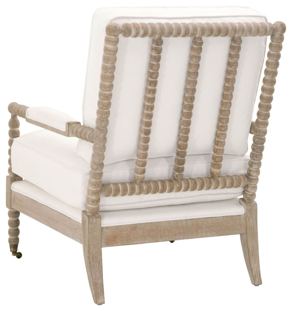 Essentials For Living Stitch  ampHand Rouleau Club Chair  Pearl   Farmhouse   Armchairs And Accent Chairs   by Unlimited Furniture Group  Houzz