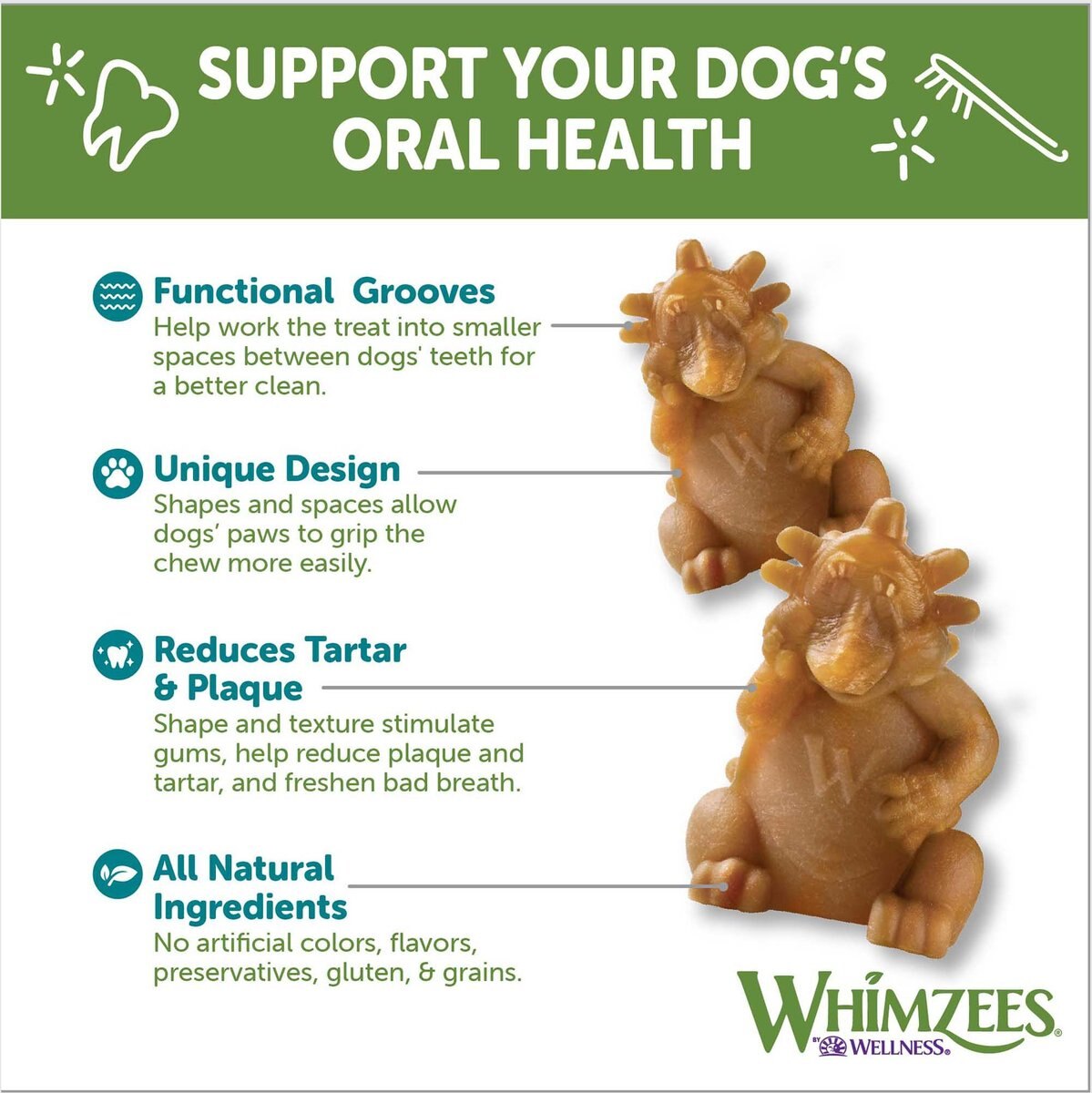 WHIMZEES Hedgehog Large Grain-Free Dental Dog Treats