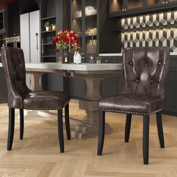 PU Leather Dining Chair Set of 2 Upholstered Modern Dining Room Chair