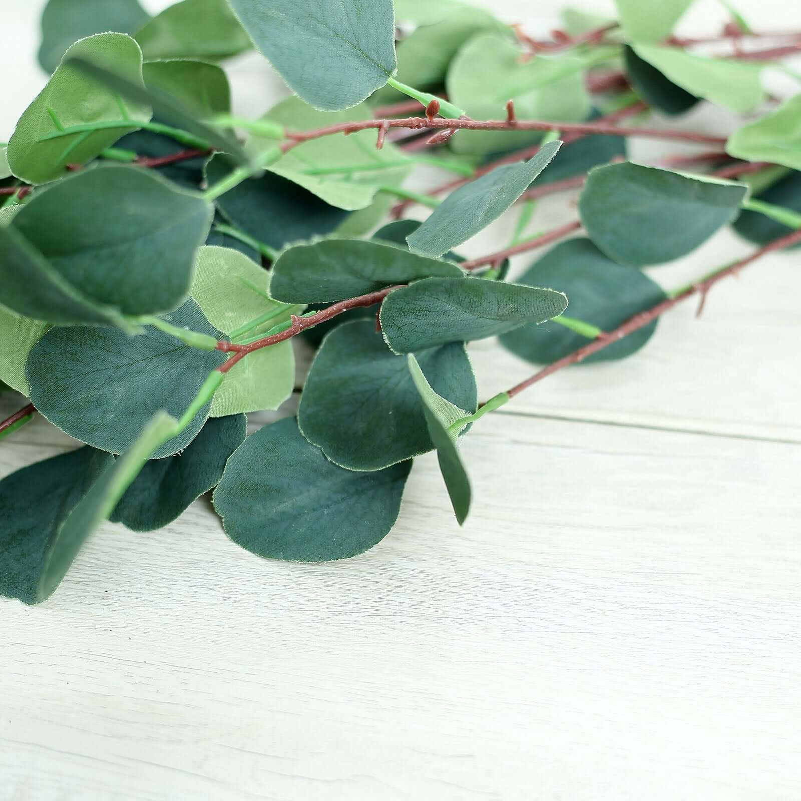 2 Bushes Artificial Eucalyptus Branches, Faux Plant Stems 36