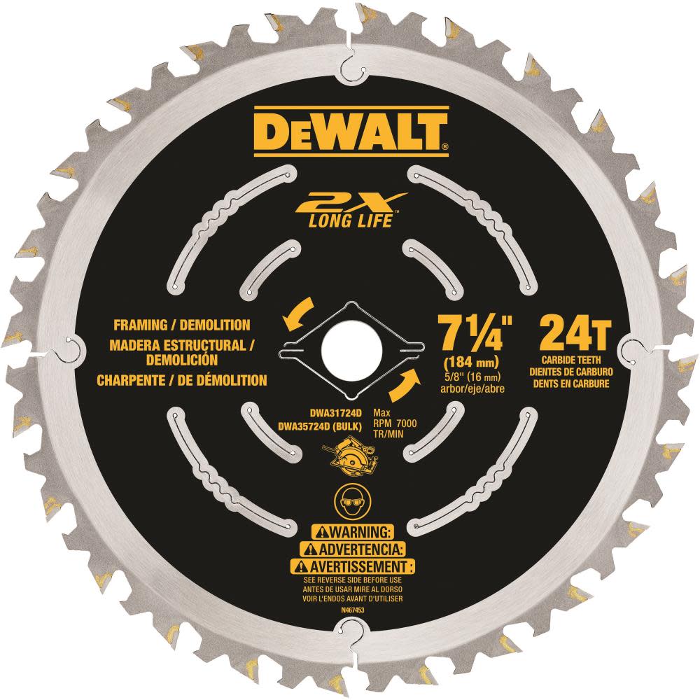 DW 7-1/4 In. 24T Demo Framing Blade DWA31724D from DW