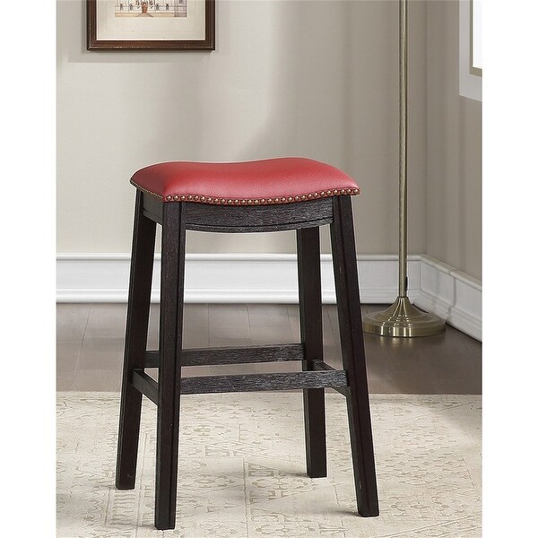 Burgundy Red PU Upholstery Bar Stool， Set of 2