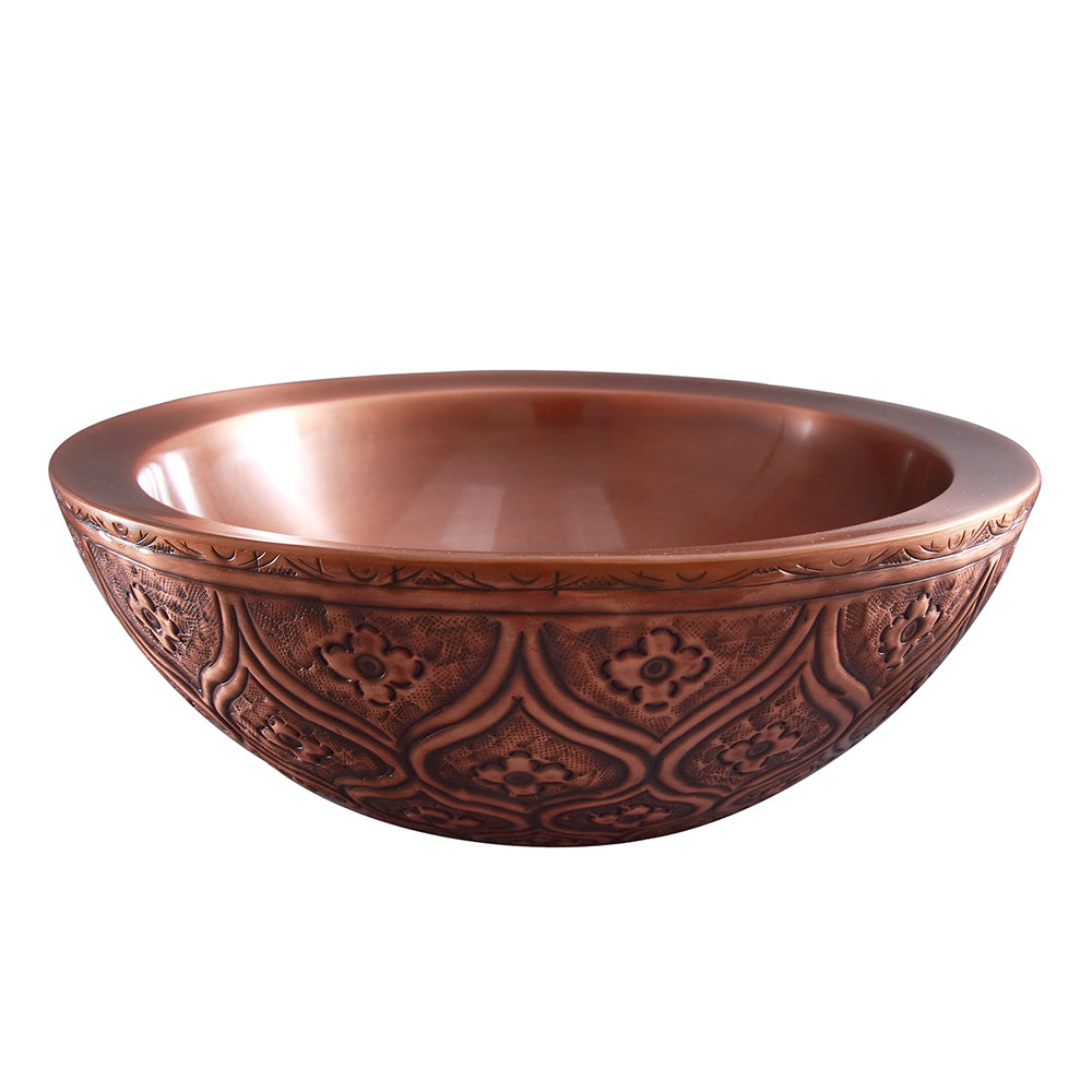 Addie Round Embossed Copper Vessel Sink