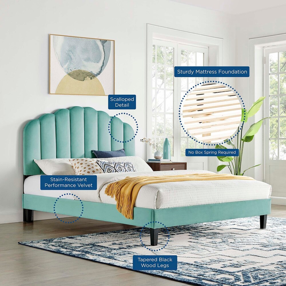 Daisy Performance Velvet Twin Platform Bed