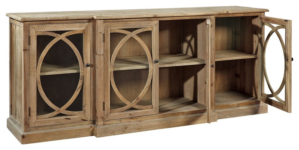 Worton Natural Pine with Interlocking Circle Doors Sideboard   Transitional   Entertainment Centers And Tv Stands   by Rustic Edge  Houzz