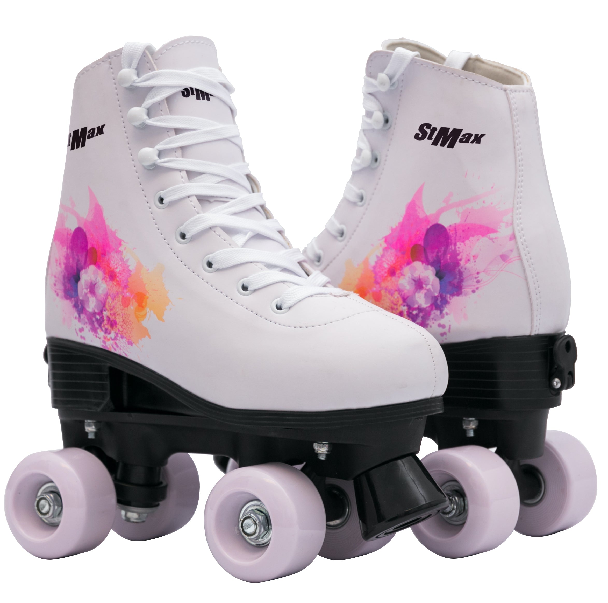 Quad Skates Purple Flower for Women Size 7.5 Adult 4-Wheels