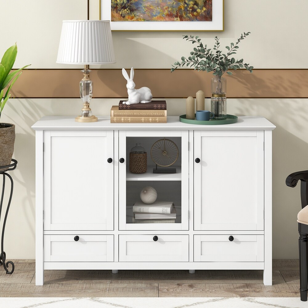 44.9'' Accent Cabinet Modern Console Table Sideboard for Living Room Dining Room with 2 Doors   3 Drawers