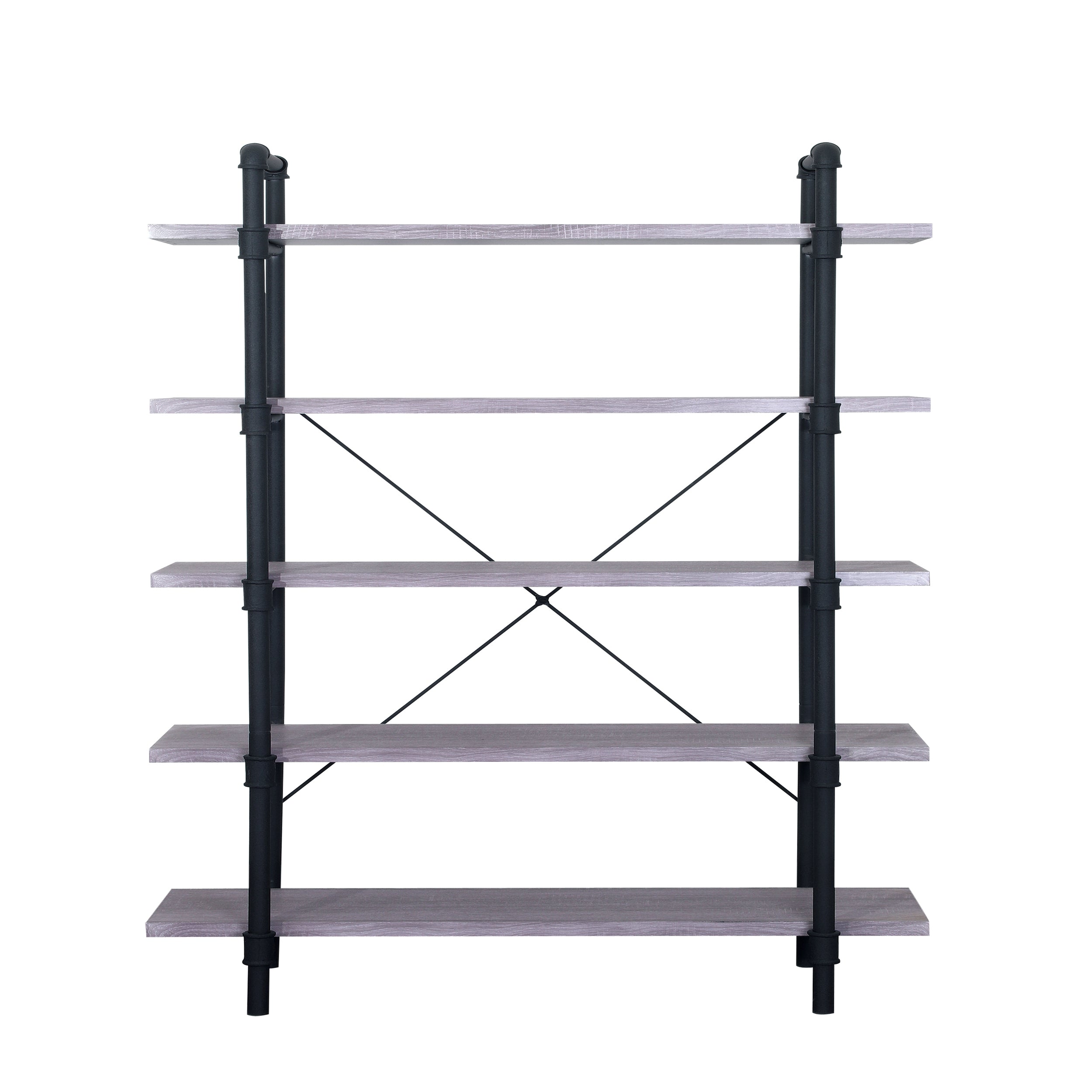 Clint Industrial Pipe Design 5-Shelf Etagere Bookcase