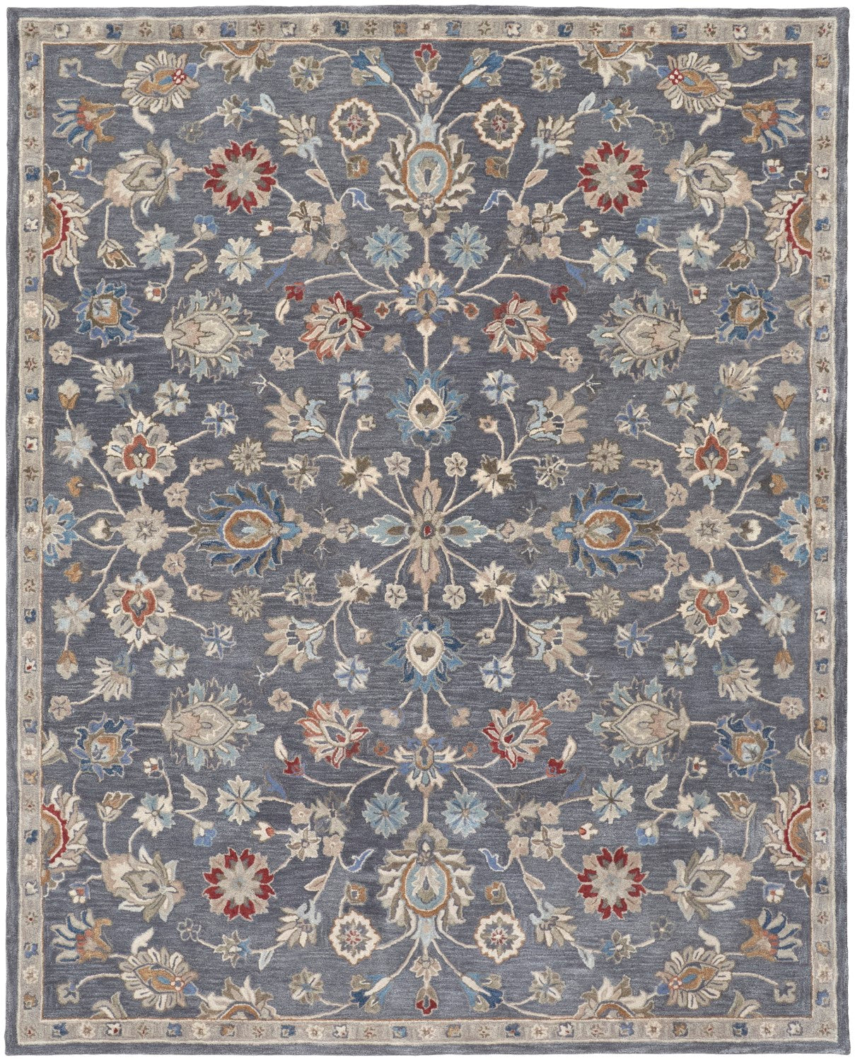 Mattias Hand Tufted Ornamental Blue/Red/Ivory Rug