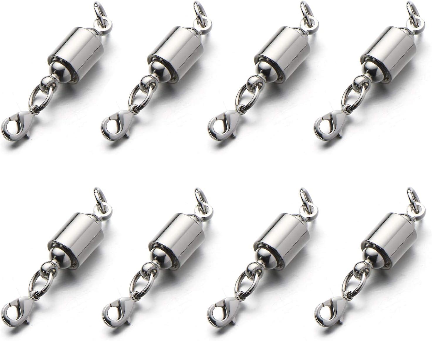 Screw Locking Magnetic Necklace Clasps And Closures Safety Easy Jewelry Clasps 6mm Light And Small Keep The Clasp In Back 8pcs Silver