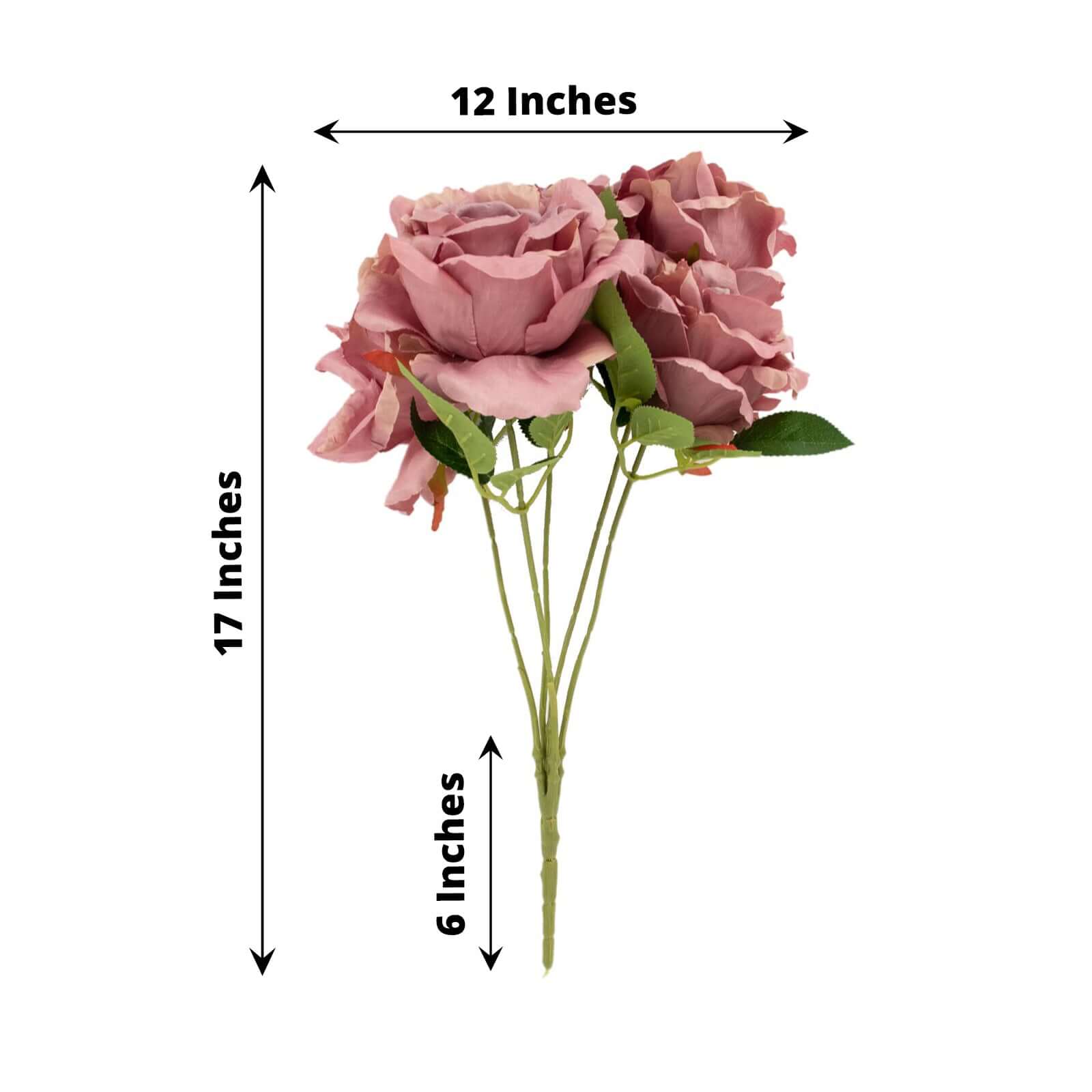 2 Bushes Dusty Rose Premium Silk Jumbo Rose Flower Bouquet, High Quality Artificial Wedding Floral Arrangements 17