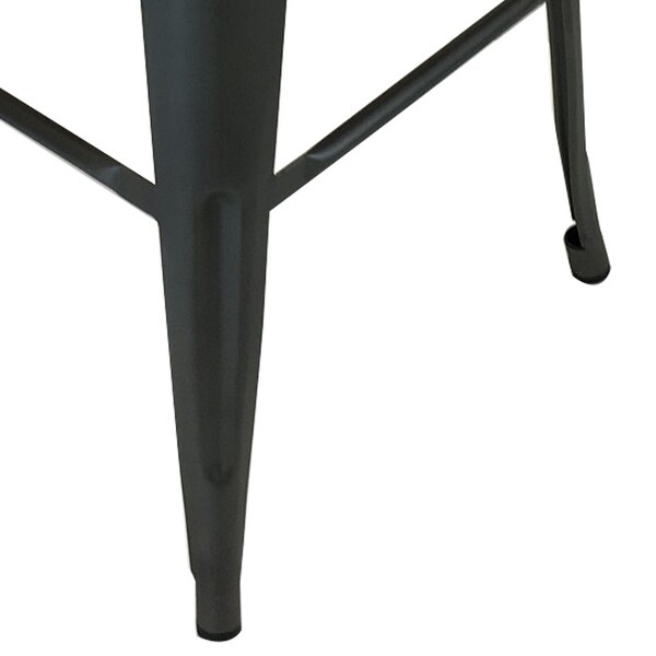 Gene 30 Inch Bar Stool with Industrial Style Wood Seat， Black Metal Frame