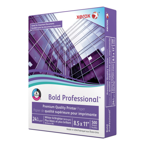 Xerox Bold Professional Quality Paper， 98 Bright， 24lb， 8.5 x 11， White， 500/Ream (3R13038)