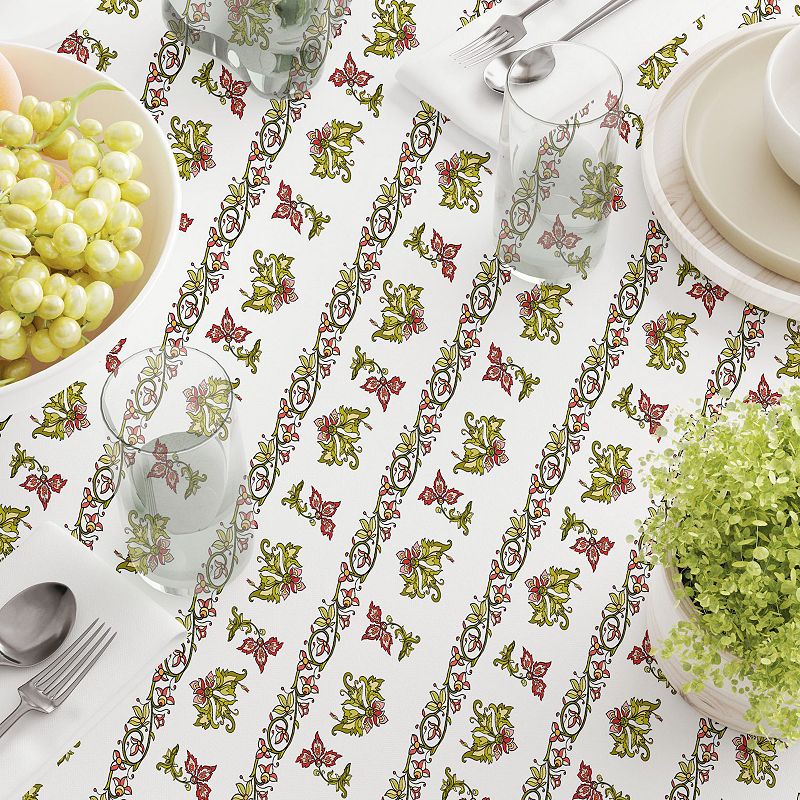 Square Tablecloth， 100% Cotton， 52x52， Floral 1