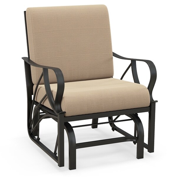 Costway Patio Rocking Chair with Cushion HeavyDuty Metal Frame Smooth