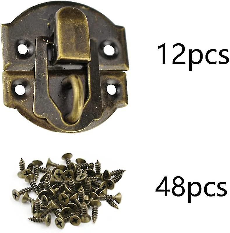 12 Pieces Antique Hasps Boxes Lock Latches Iron Small Drawer Latch Antique Hasps Vintage Box Lock Hasps Vintage Hasps With Screws Antique Brass Latch