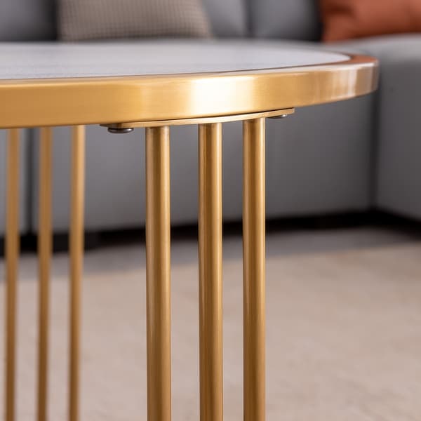 Golden stainless steel frame coffee table