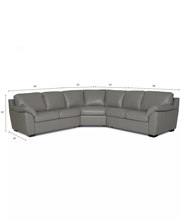 Furniture Lothan 3-Pc. Leather Sectional Sofa