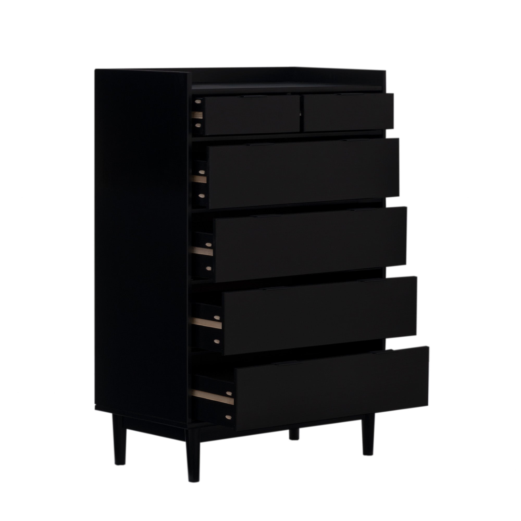 Manor Park Mid-Century Modern 6-Drawer Wood Dresser, Solid Black