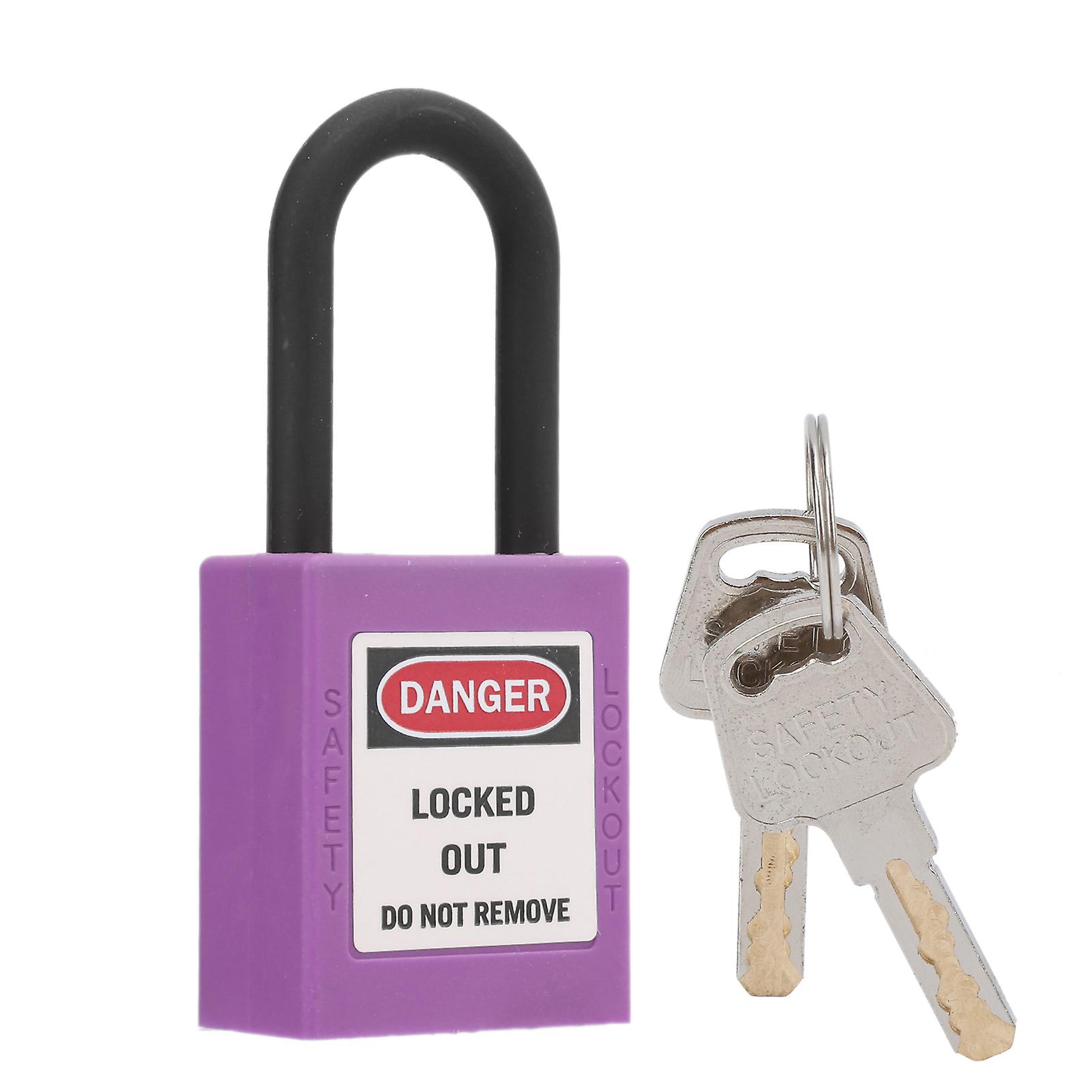 38mm/1.5in Safety Padlock Engineering Insulation Dustproof With 2 Keys For Factories Construction Sites Hospitalspurple