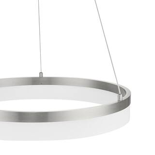 Home Decorators Collection Kipling 35-Watt Integrated LED Brushed Nickel Modern Pendant with Frosted Acrylic Shade 22826-003