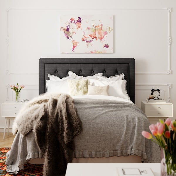 Elle Decor Amery Tufted Upholstered Headboard， Queen Gray - - 21828042