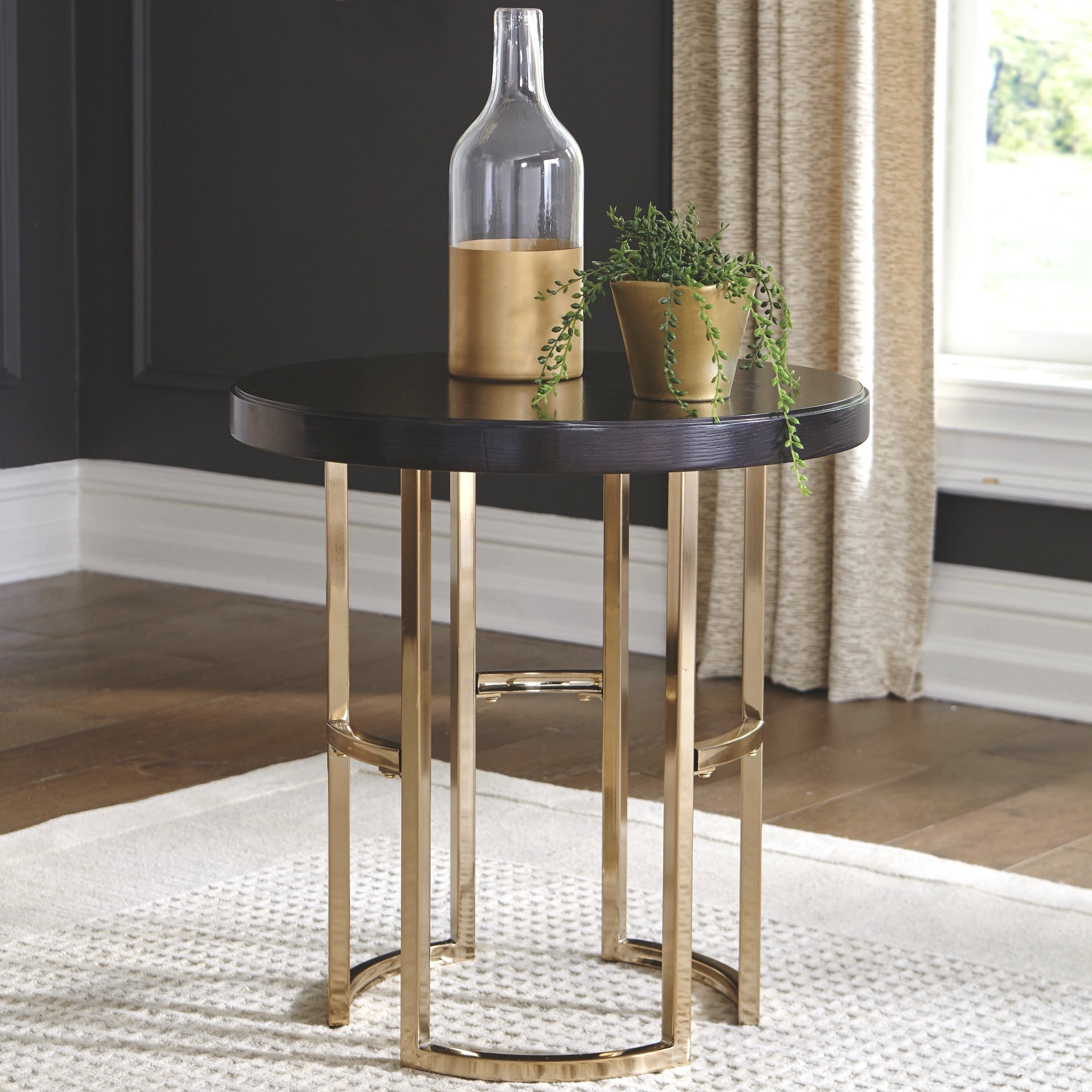 Contemporary Modern Elegant Rose Gold Base Accent Table