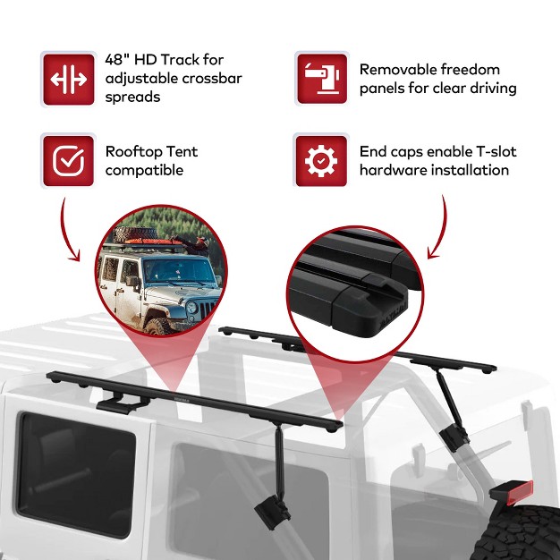 Yakima Ribcage Custom Rooftop Track System With 48 Inch Hd Track Sections Compatible With Jeep Wrangler Jl 4dr Hardtop Black