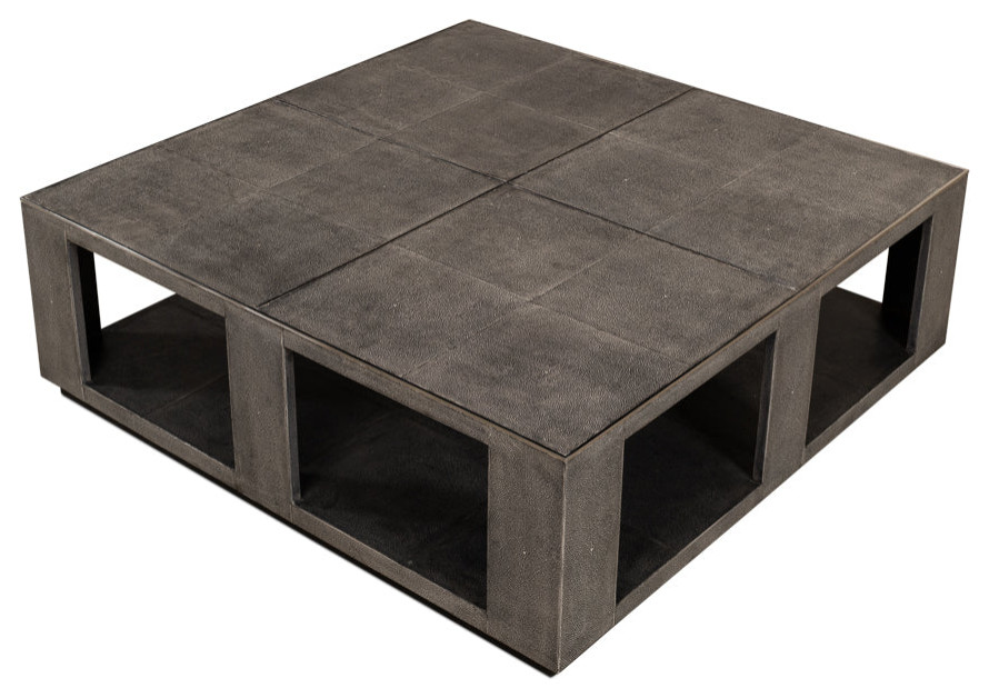 Partners Shagreen Leather Square Coffee Table   Contemporary   Coffee Tables   by Sideboards and Things  Houzz