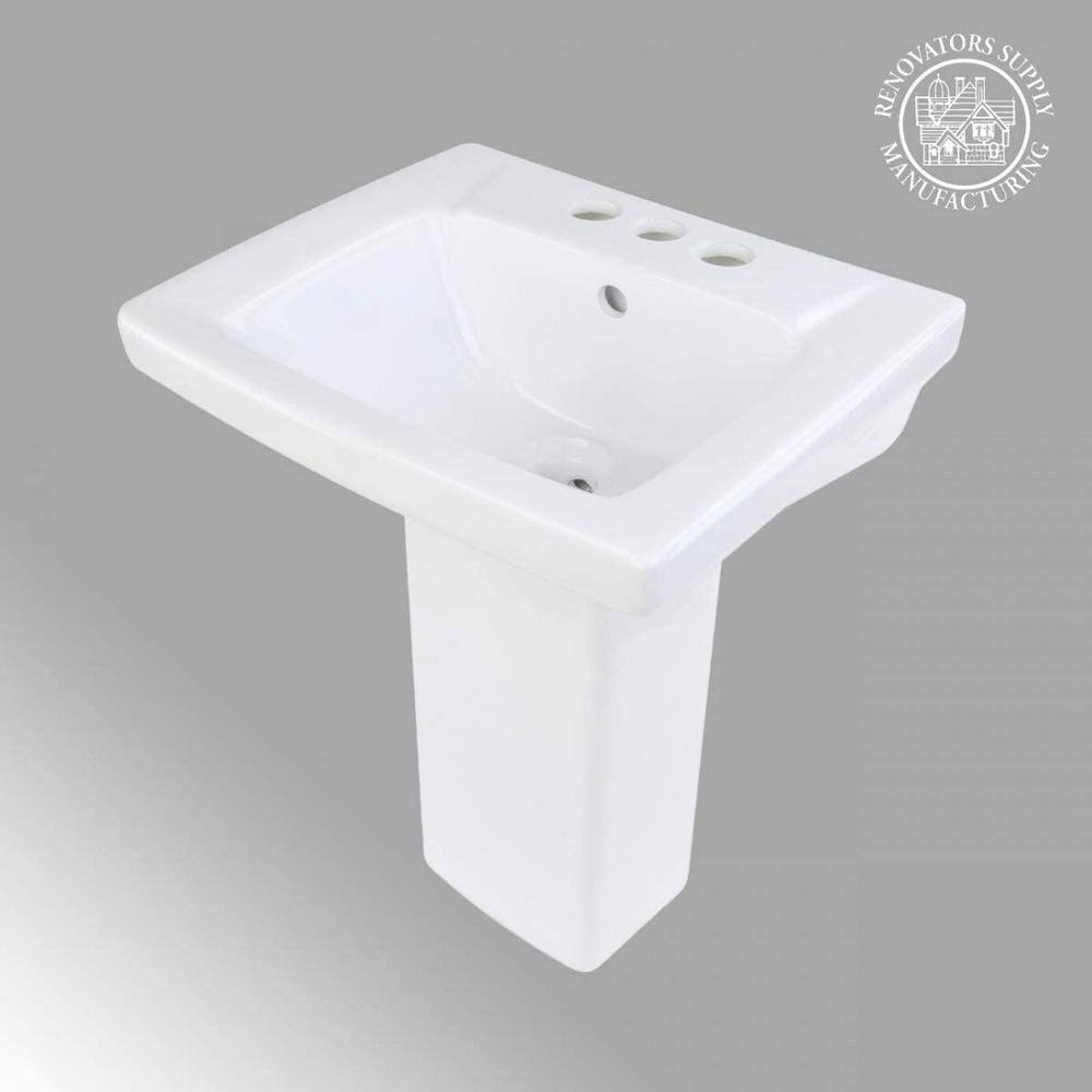 RENOVATORS SUPPLY MANUFACTURING WeeWash 21-12 in. H Child Pedestal Bathroom Sink in White with Overflow 10686