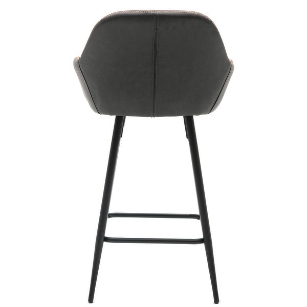 Bucket Upholstered Dark Accent Barstool Chair (Set of 2)