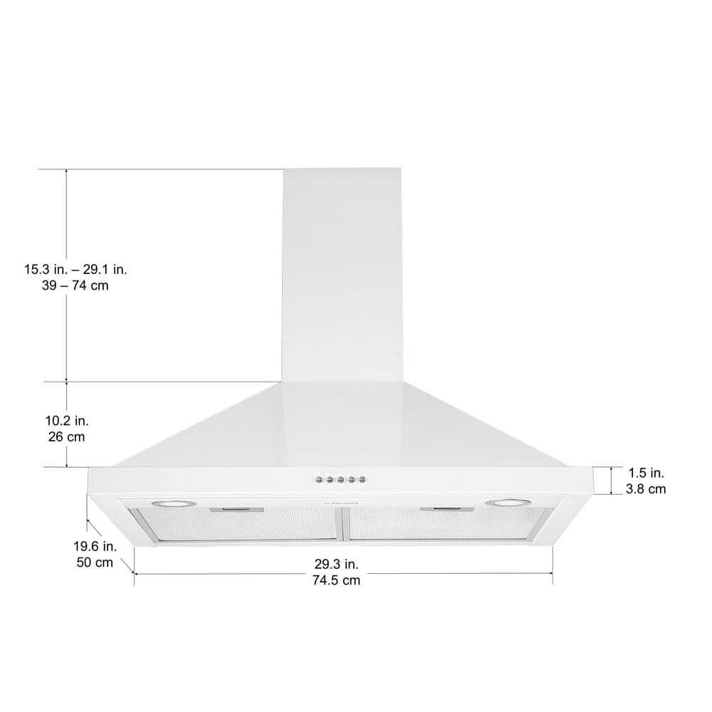 Ancona 30 in 280 CFM Convertible Wall Mount Pyramid Range Hood with LED Lights in White