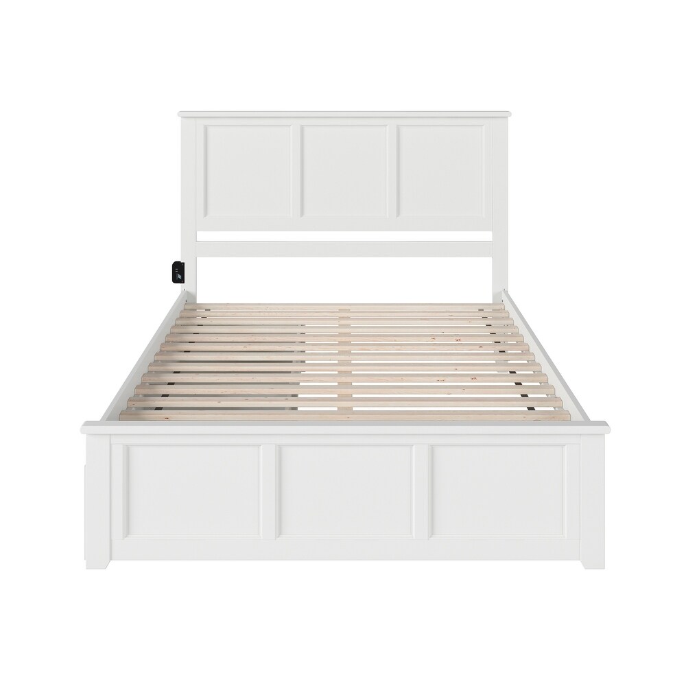 Madison White Queen Platform Bed with 2 Drawers