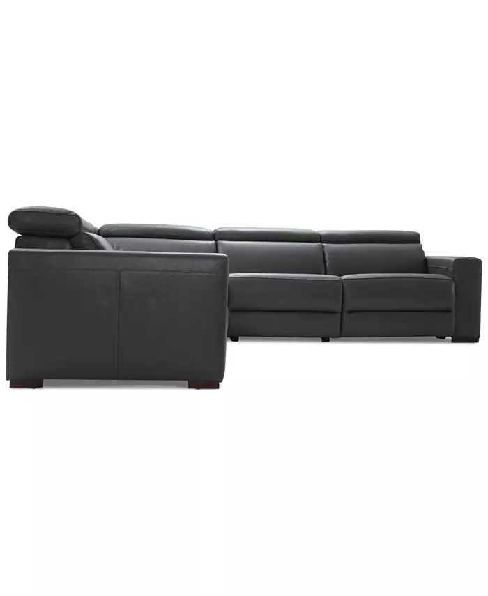 Furniture Nevio 6-pc Leather L Shaped Sectional Sofa with 2 Power Recliners and Articulating Headrests