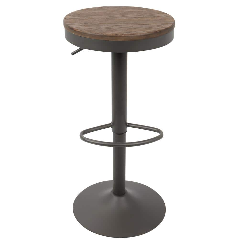 Lumisource Dakota Grey and Brown Adjustable Bar Stool (Set of 2) BS-DAK GY+BN2