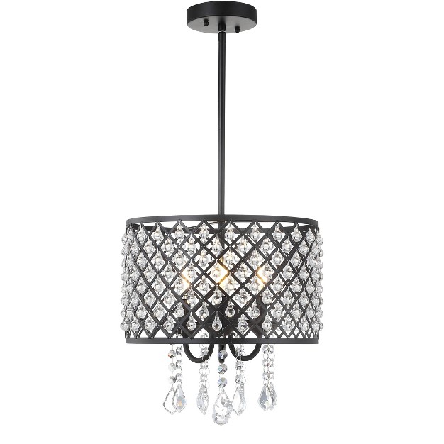 Adjustable Metal crystal Gigi Drop Pendant includes Energy Efficient Light Bulb Black Jonathan Y